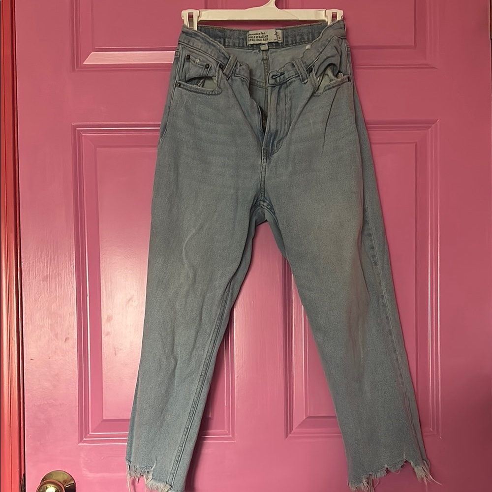 Abercrombie & Fitch Curve Love Ankle Straight Ultra High Rise